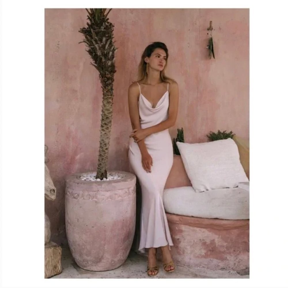 Shona Joy Lux Bias Cowl Neck Slip Dress Ivory White - Picture 3 of 12